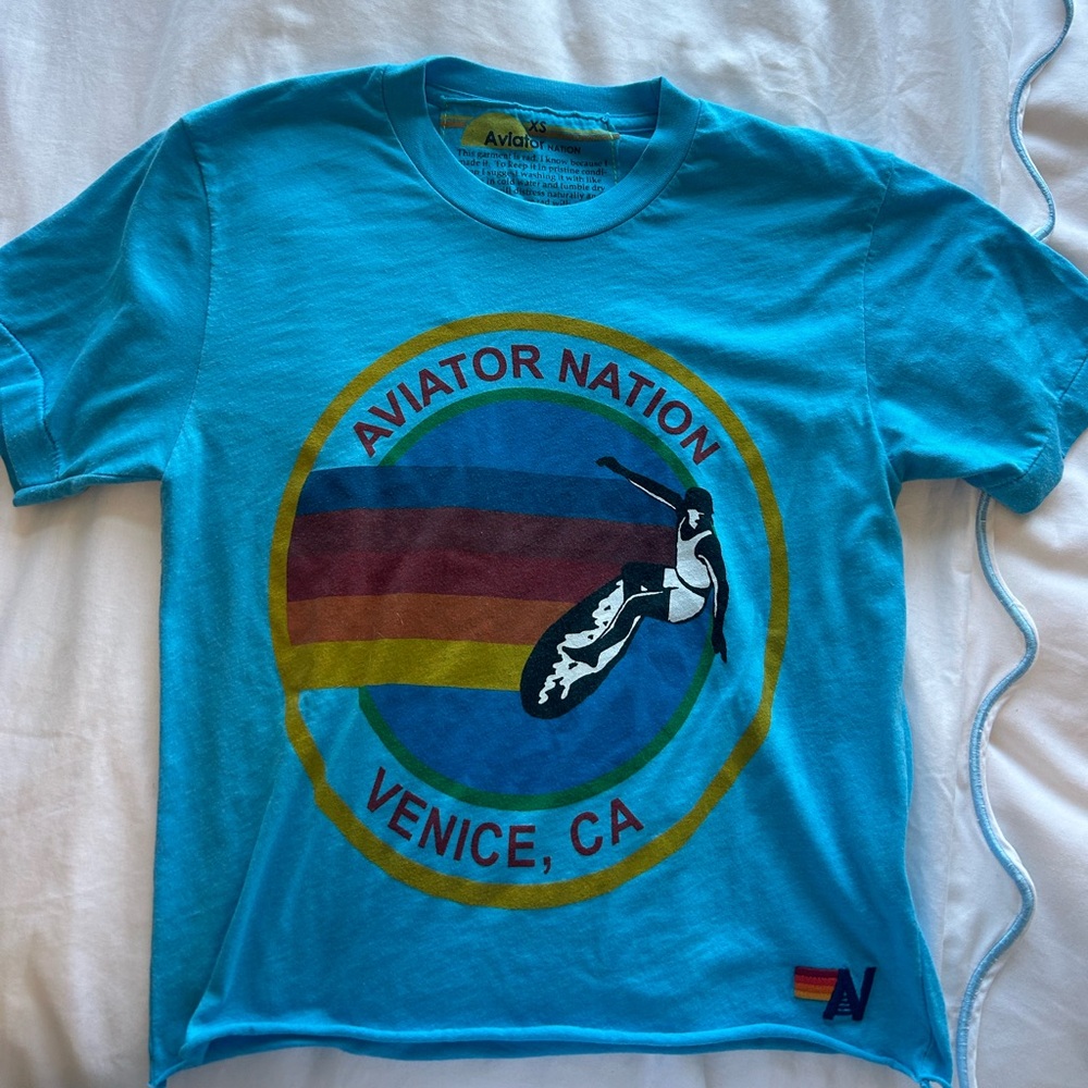 Aviator Nation Blue Cropped T-Shirt